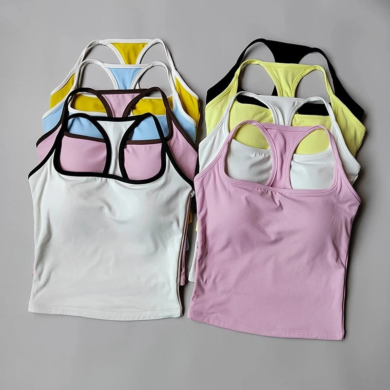 Women's Pilates Tank Top Push-Up Sports Bra